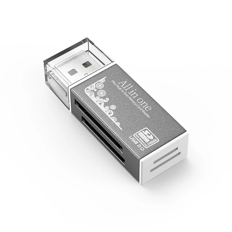 

Обтекаемый 4-портовый кард-ридер Micro SD TF MS MD USB2.0, незаменимый аксессуар для ПК для повышения использования.