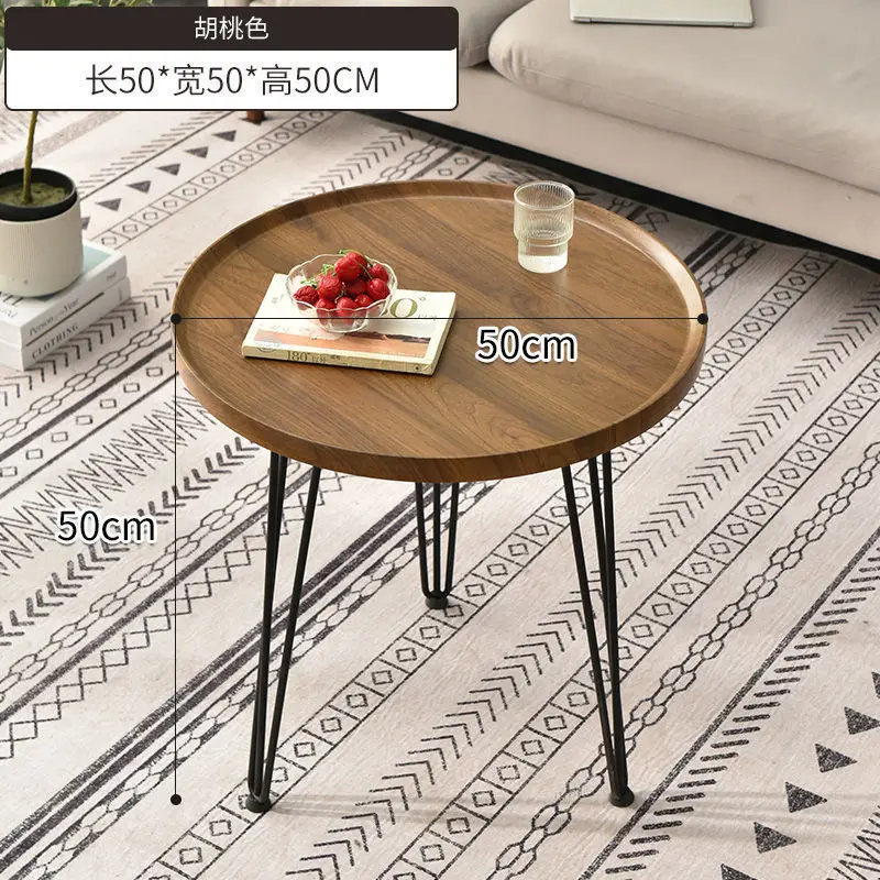 Nordic Minimalist Round Wooden Top Sofa End Table Mini Balcony Living Room Furniture Tea Coffee Table Corner Luxury Side Table