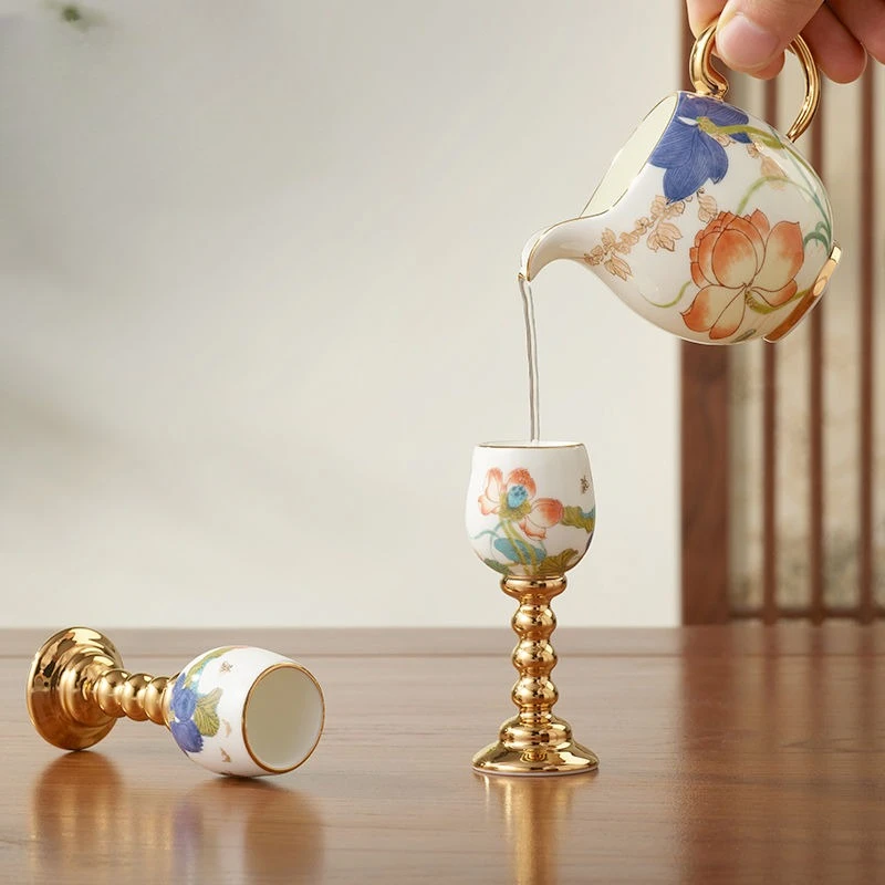 3-Head wine set Ceramic wine jug wine glass Household Baijiu cup Spirits cup