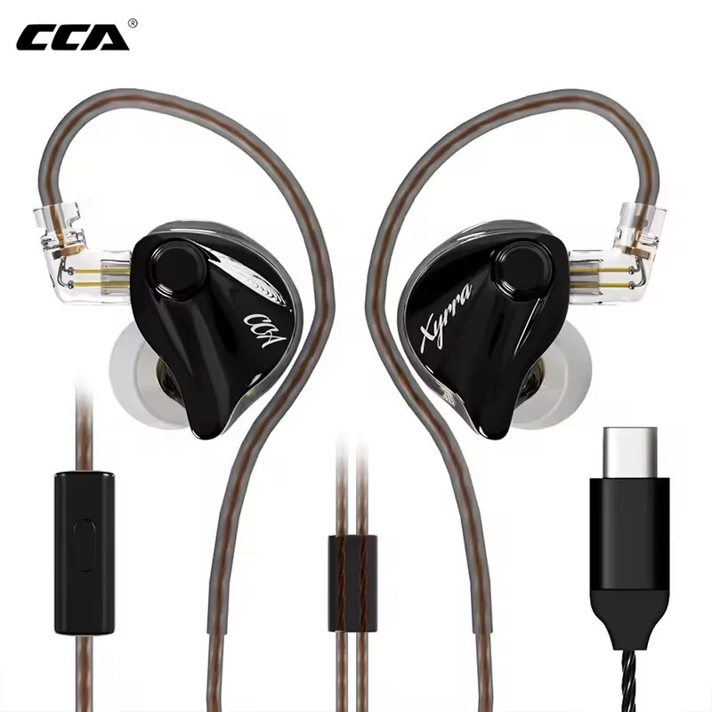 CCA Xyrra-HiFi Wired Earphones 1DD+1BA Hybrid Driver Stereo Bass Sound Gaming Headset 2Pin Detachable Cable in Ear Headphones