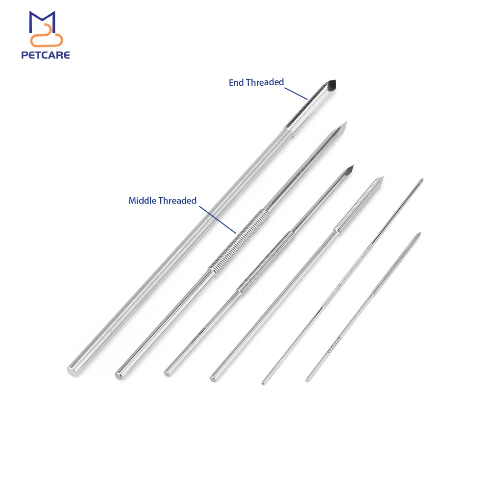 Veterinary Orthopedic Perforator, External Fixation System, Positive Threaded Pin, Internal Thread, Surgical Instrument, 5Pcs