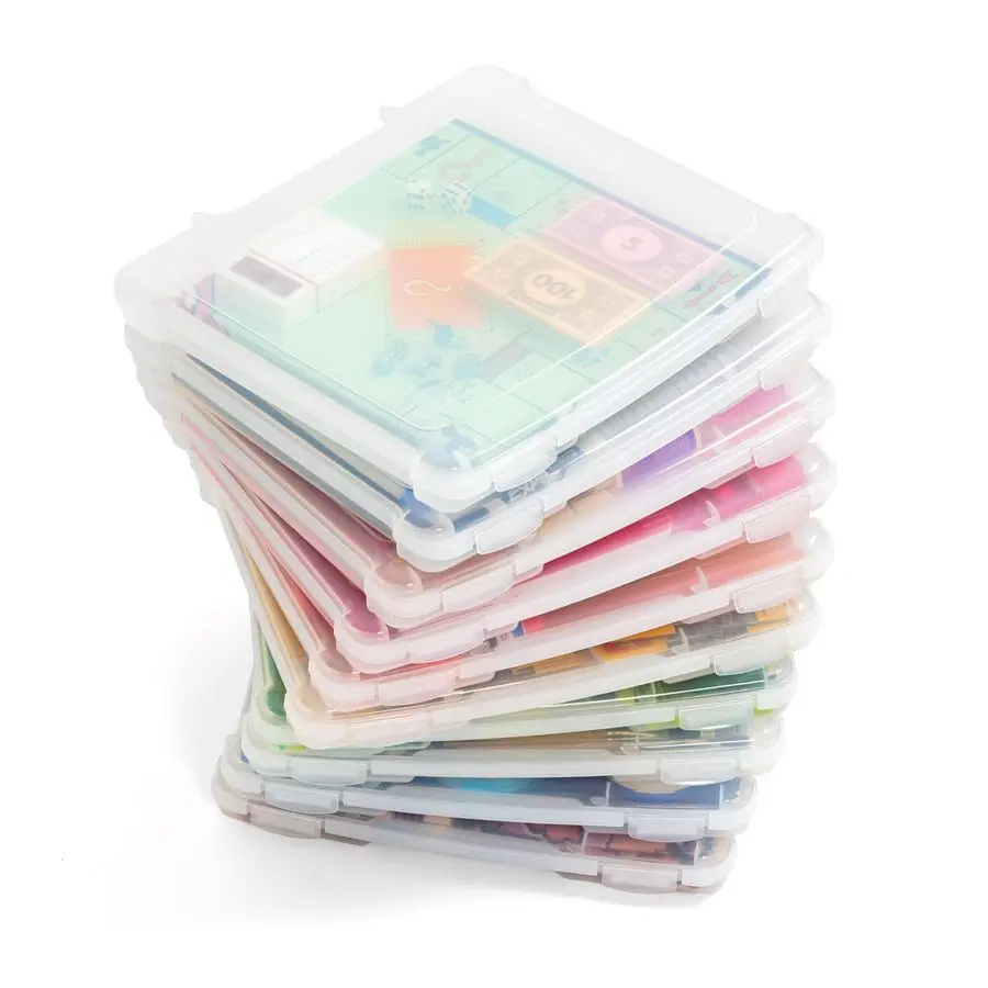 

Board Game Storage Craft Organizer Box with SnapTight Latch Lid, 10Pack Portable Plastic Case Bin for Puzzles, Magazines, Hobbie