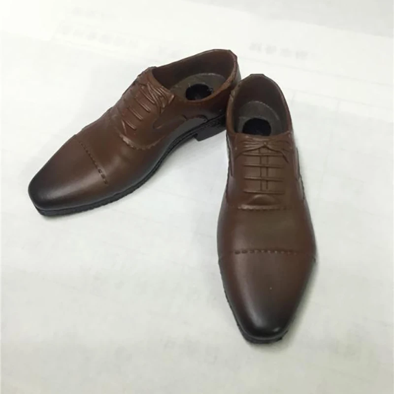 1/6 escala masculino dedo do pé redondo terno sapatos modelo soldado sapatos de couro sólido caber 12 ''pés destacáveis figura ação corpo bonecas coletar