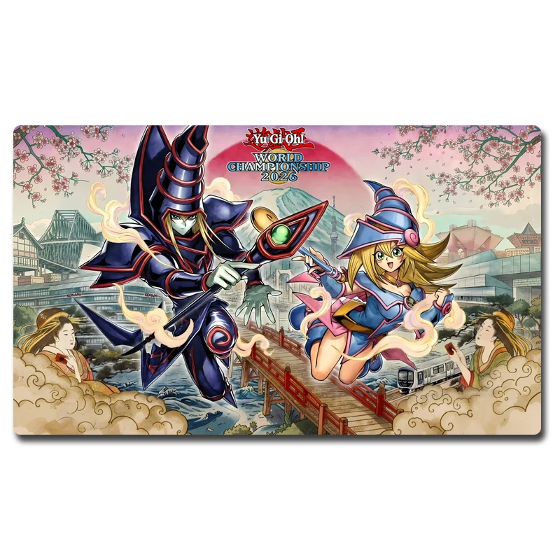 Yu-Gi-Oh! TCG Playmat Dark Magician & Dark Magician girl Ukiyo-e Style Custom Anime Gaming Game Mat