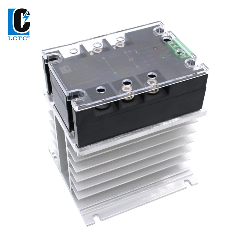 LCTC 220V 380V 60A 80A Voltage Regulator Relay With Heat Sink Single Phase Control Enhanced Isolation Module AC Power Regulator