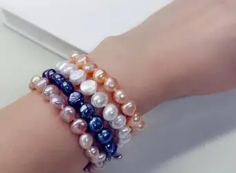 Bracelet Natural Freshwater Black//PurpleWhite/Pink Pearl Bracelet Fine Pearl Jewelry For Women