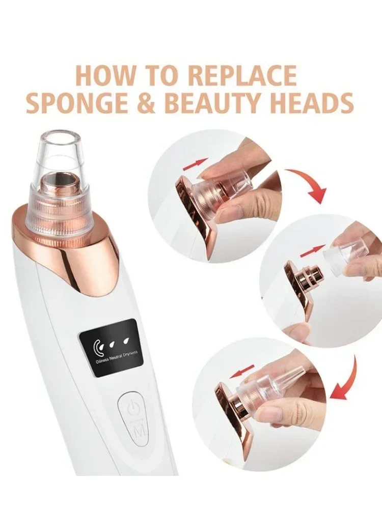 Extracteur de points noirs, aspiration sous vide, nettoyeur de pores du visage, Rechargeable par USB, extracteur de boutons d'acné, Kit d'outils de soins de la peau