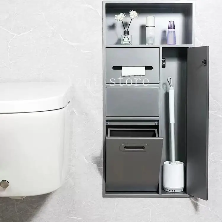 Toilet niche Rusty steel  Built-in bathroom Built-in trash can  storage Niches next to toilet