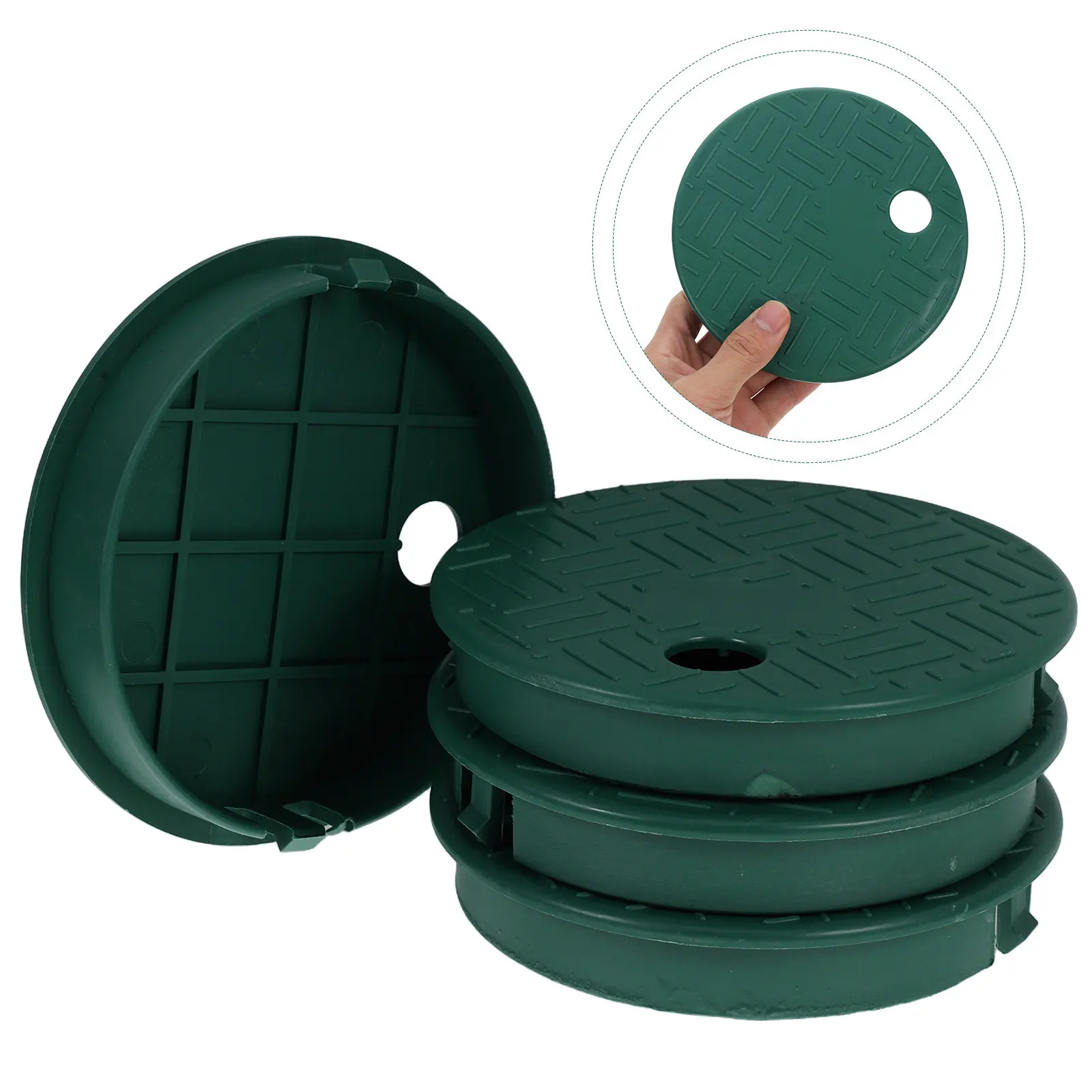 

4Pcs Dark Green Round Valve Box Covers for Outside Durable Sprinkler Irrigation System Underground Garden Lid
