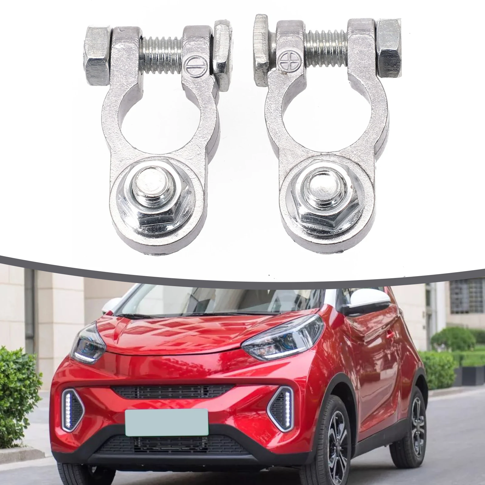 2pcs Battery Terminal Clamp Zinc Alloy Positive & Negative Pole Car Battery Terminal Clamp Clip Screw Connector