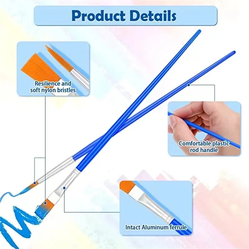 Set di pennelli per pittura da 50 pezzi forniture per studenti delle scuole d\'arte penna per pennelli per capelli in Nylon con capelli piatti