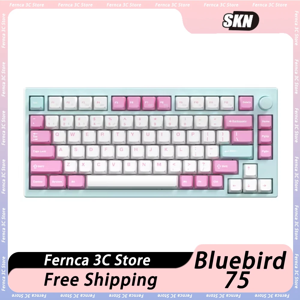 SKN Bluebird 75 Mechanical Keyboard Three Mode Aluminium Alloy 75% Bluetooth Office Game Mechanical Keyboard Customized Gift