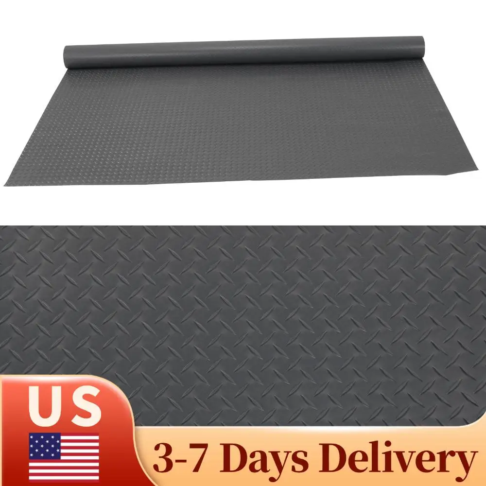 

7.9x21/32.8 FT Motorcycle Mat 2.5mm Garage Car Parking Mat Diamond Plate PVC for Truck Trailer SUVs Van Golf Cart Motorcycle