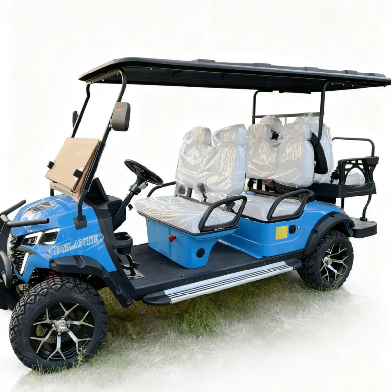سعر المصنع سعر الخصم 60 فولت نمط حصري عربة جولف كهربائية مع حامل حقيبة جولف 4 + 2 مقعد سيارة صيد صغيرة متعددة الأغراض