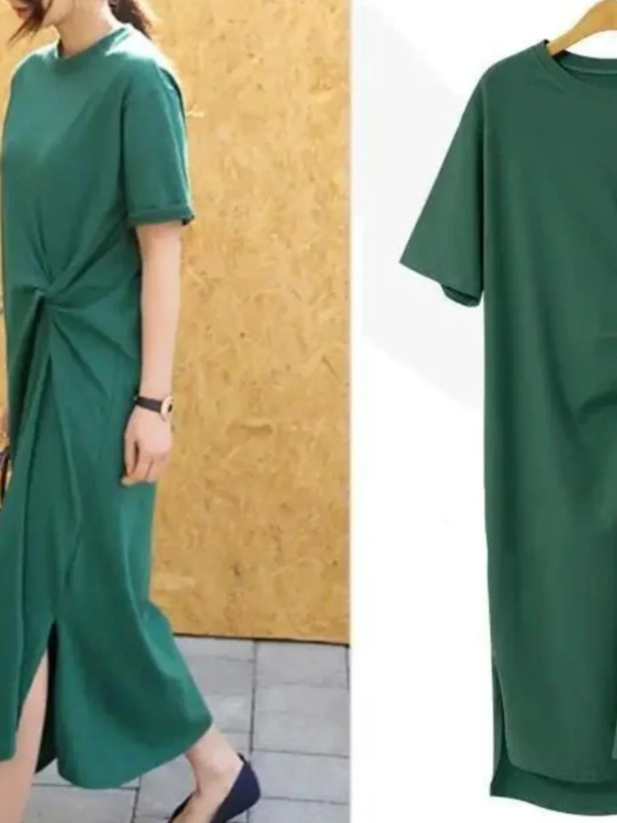 T-shirt Long femme jupe couleur genou longueur Dr Street Sle l taille ort Sve rond Ne été Dr