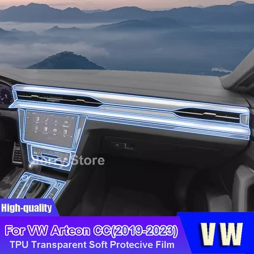 VW Arteon CC(2019-2023) 자동차 인테리어 센터 콘솔 투명 TPU 보호 필름, 긁힘 방지 수리 자동차 스티커 