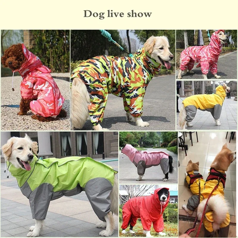 

Clothes Jumpsuit Coat Waterproof Overalls Rain Labrador Dog Small Large Pet Raincoat For Dogs Cloak Big Outdoor Hooded