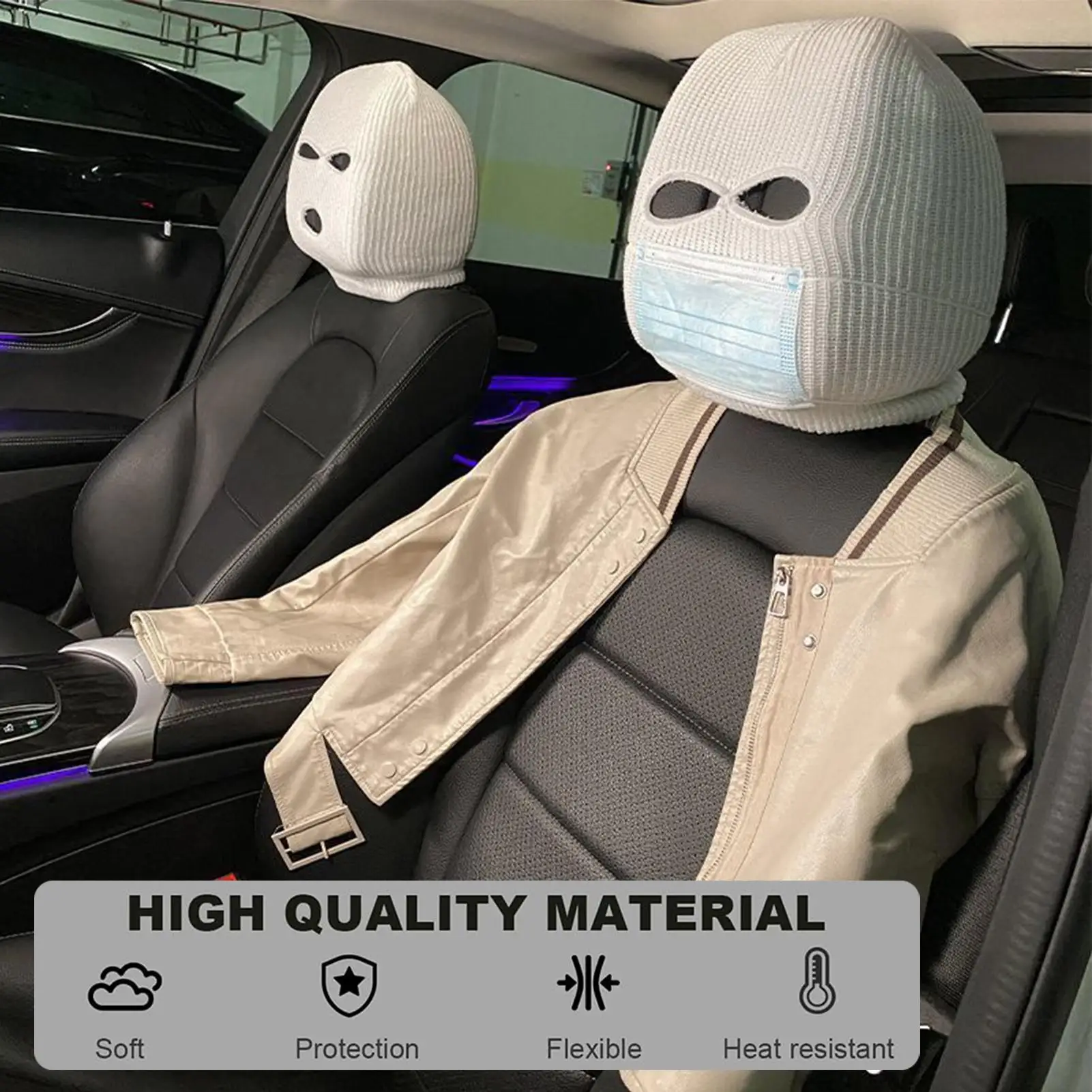 

1 Pair Funny Headrest Covers Washable Universal Fit for Car SUV Truck Van Auto Vehicle Halloween Decorations