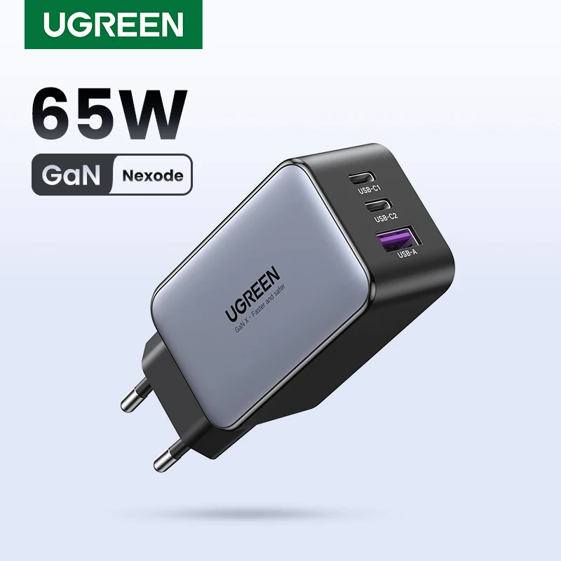 UGREEN 65W גן מטען תשלום מהיר 4.0 3.0 סוג C פ"ד USB מטען עבור iPhone 12 13 Pro מקסימום מטען מהיר עבור מחשב נייד פ"ד מטען