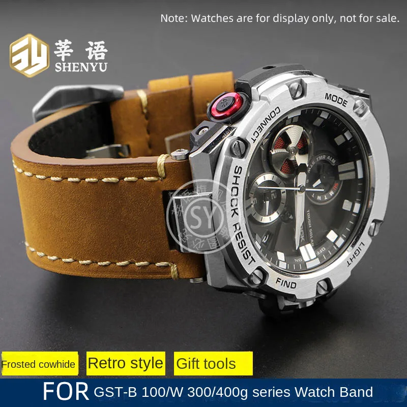 حزام مصنفر من الجلد المعدل من sheneu ، واجهة مقعرة للرجال ، مناسبة لسلسلة Casio ، wyu W300 ery S120 W130L S130 S110