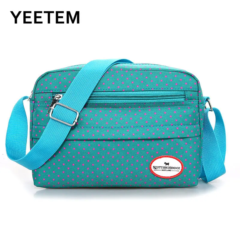 Women\'s Crossbody Bags Summer New Polka Dot Multicolor Printed Canvas Trend Shoulder Nylon Leisure Messenger Bag