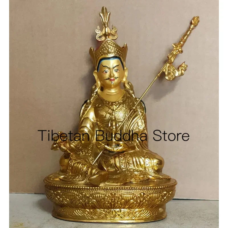 

Tibetan Handpainted bronze Padmasambhava Buddha statue gilt Guanyin God wealth