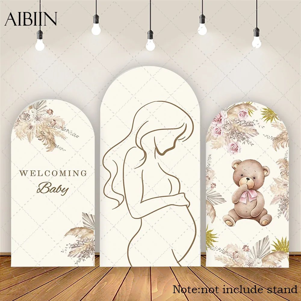 

Бохо Baby Shower на заказ арочный фон для беременных плюшевый мишка двусторонняя арка фон украшения