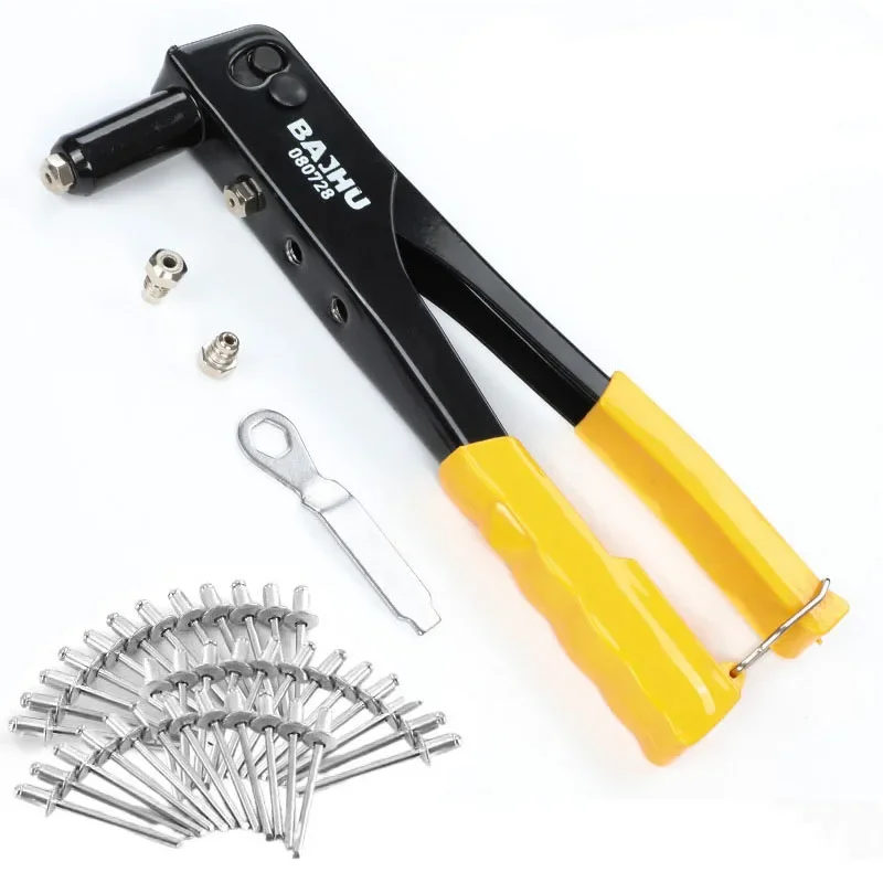 Manual Professional Pull Gun 2.4/3.2/4.0/4.8mm 4 Interchangeable Nosepieces Nail Gun/Tightening Riveting Metal SheetandPipe Tool