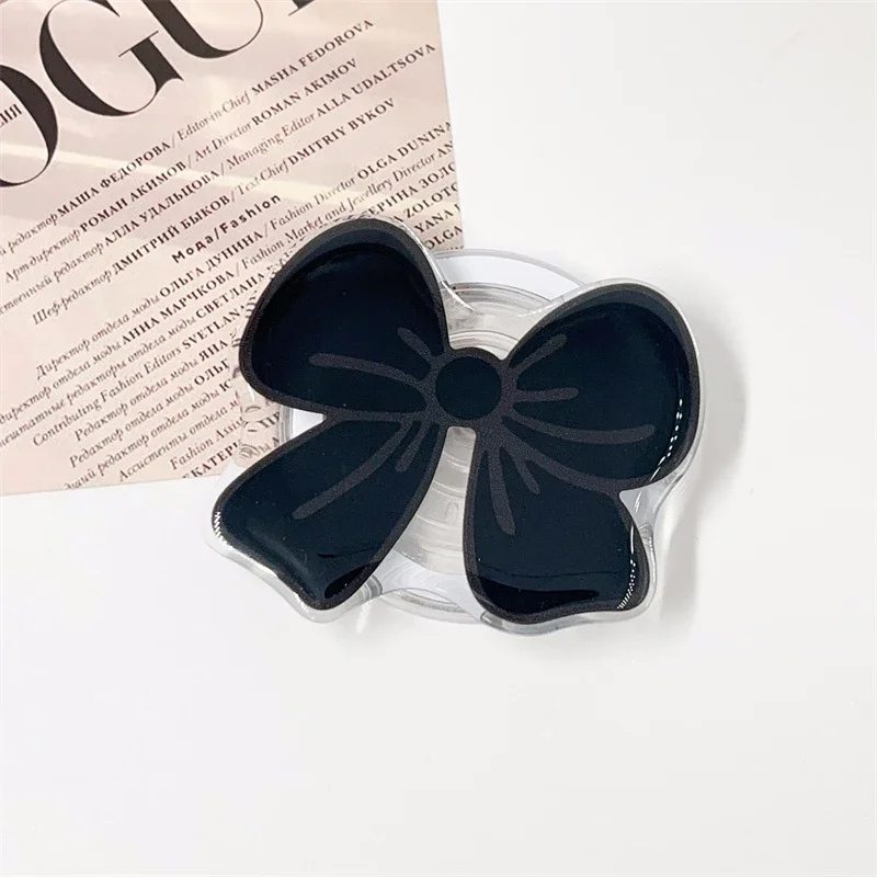 Корейский симпатичный мультяшный черный магнитный держатель с бантом, держатель-подставка для телефона для IPhone 15 для Pad Magsafe Smart Tok