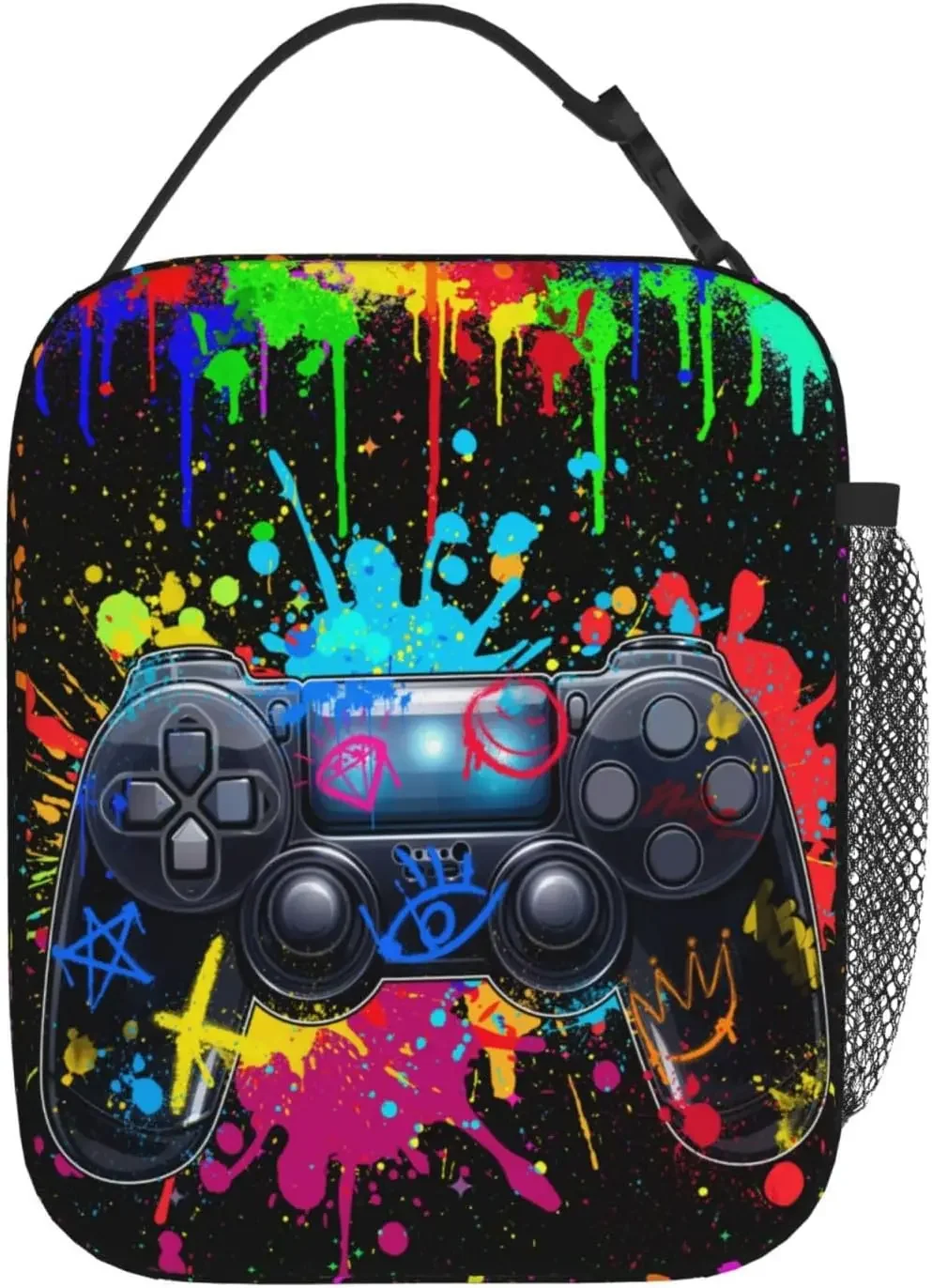 Video Game Lunch Box for Boys Insulated Gamepad Lunch Bag Reusable Cool Game Gamer Lunchbox Gaming Lunch Tote Bag With Adjustabl