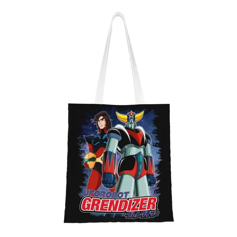 

Funny Print Goldorak Grendizer Actarus Tote Shopping Bag Washable Canvas Shoulder Shopper UFO Robot Goldrake Handbag