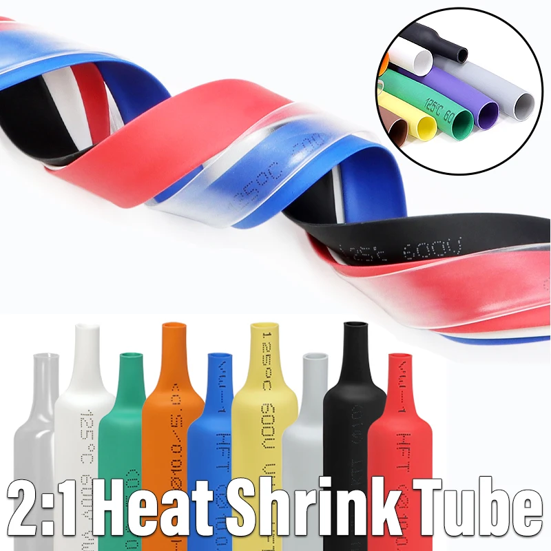 2:1 Heat Shrink Tube Diameter 1mm ~ 100mm Wire Repair DIY Cable Protecctor Polyolefin Heatshrink Tubing Insulation Sleeving Wrap