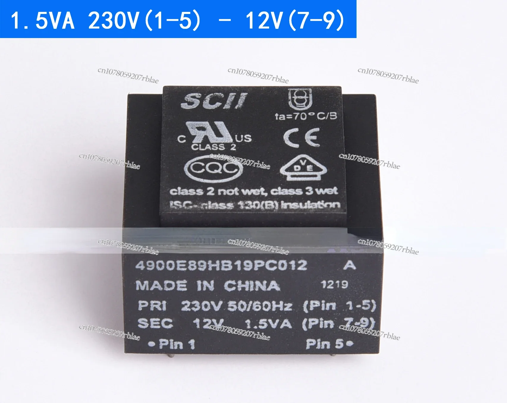 SCII 4900E89HB19PC012A 1.5VA 230V to 12V VDE UL CQC Ring