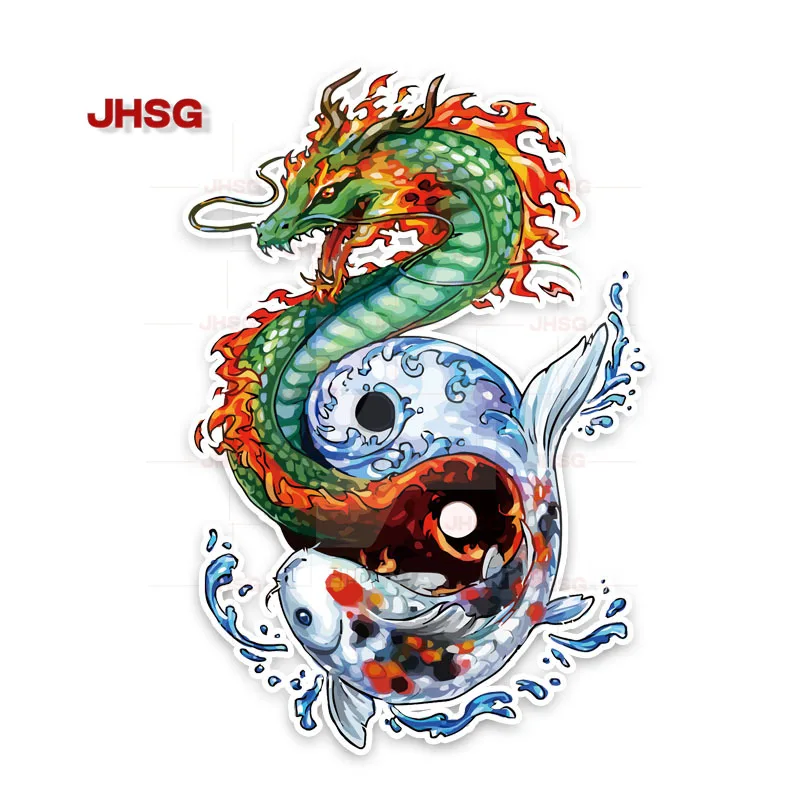 JHSG Personalized Animal Arowana PVC Decal Car Stickers Car Motorcycle Decorative Stickers and Decals Waterproof PVC