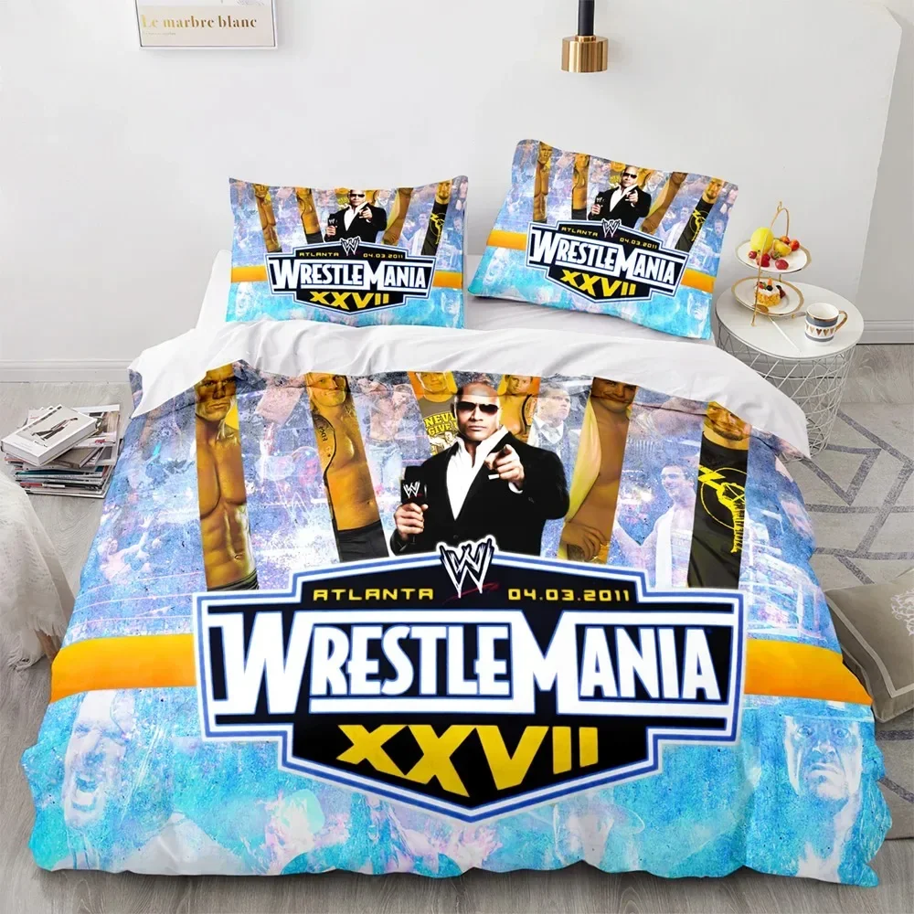 3D Printed WWE Wrestling Game Bedding Set Boys Girls Twin Queen Size Duvet Cover Pillowcase Bed Kids Adult Home Textileextile