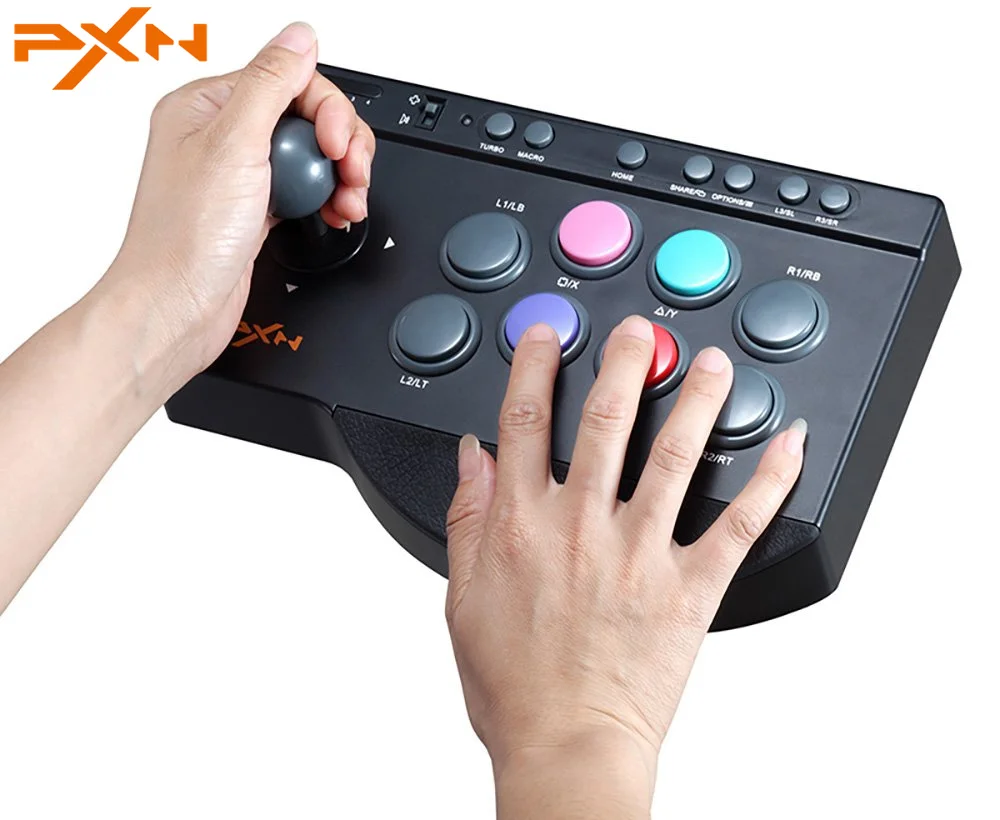 PXN 0082 USB Wired Game Joystick Arcade Console Rocker Fighting Controller Gaming Joystick for PS3/PS4/Switch/PC/Android TV/XBOX