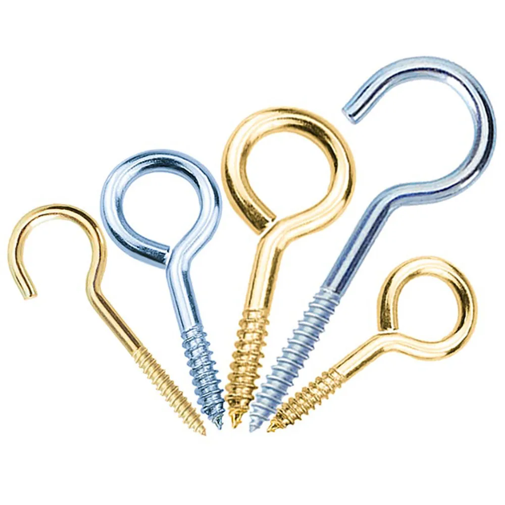 0# 1# 2# 3# 4# 5# 6# 8#-14# For Wood Securing Nickel Plated Carbon Steel Eye Screw Hooks Self Tapping Screws Question Mark Hook