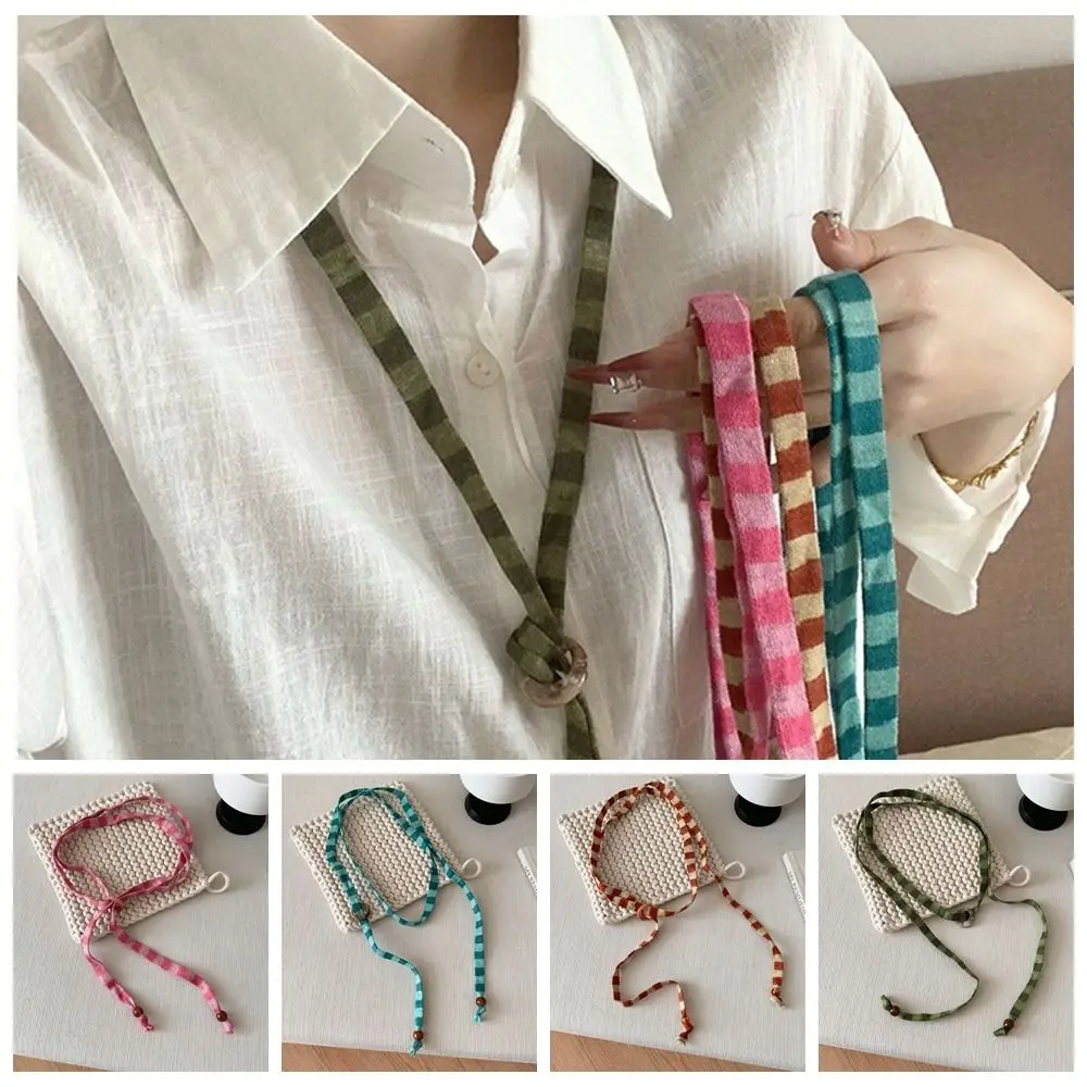 Dopamine Polyester Striped Scarves Narrow Stripe Long Waist Belts Quick Drying Tie Scarf Women