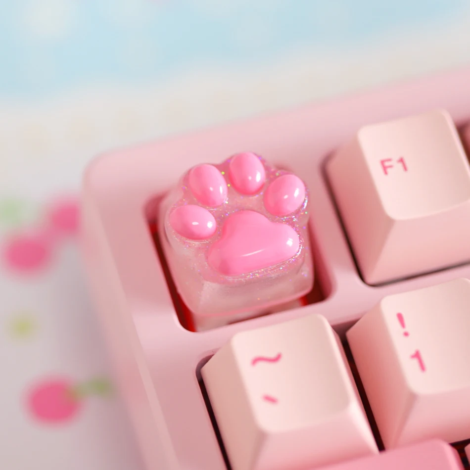 Personalized Cute Cat Paw WASD Keycaps Pink Custom Resin Gaming Keycaps For MX Mechanical Keyboard Diy Handmade Keycap Gifts