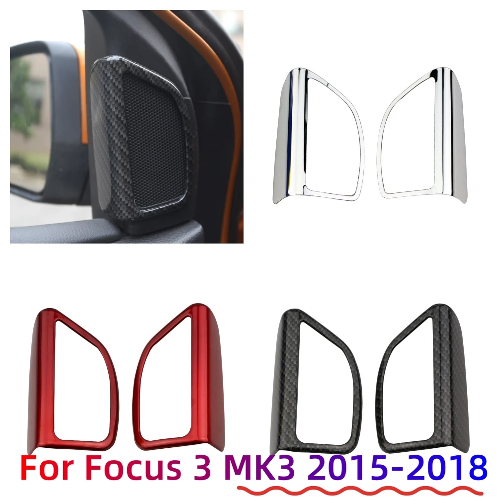 For Ford Focus 3 Mk3 2015 2016 2017 2018 A Pillar Audio Speaker Panel Decoration Cover Trim Sticker Carbon Fiber Accessories