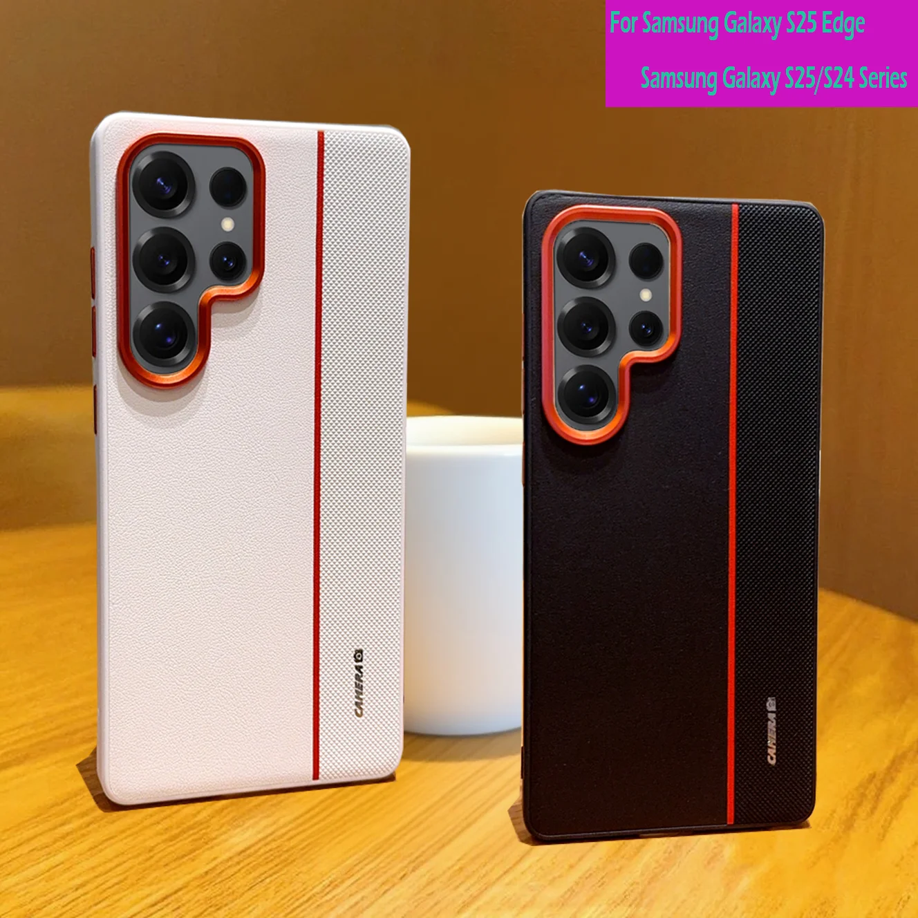 

Camera Style Case For Samsung Galaxy S25 S24 Ultra Plus Protective Shell Luxury PU Leather Shockproof Cover For Galaxy S25 Edge