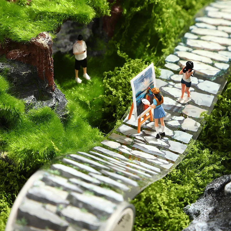 

1 рулон/2 рулона, 6 стилей, декоративная ПЭТ-лента с изображением каменных дорожек, для скрапбукинга и оформления сцен, васи-ленты