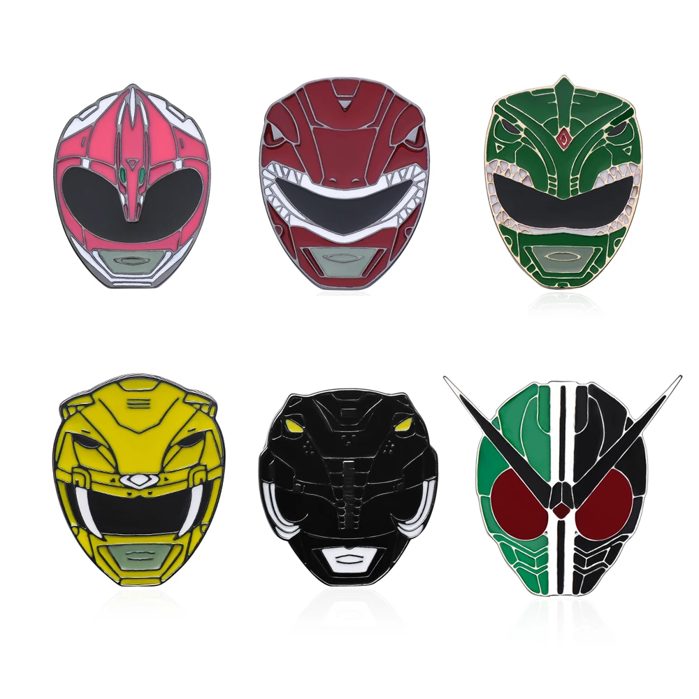 Battle Suit Avenger Helmet Enamel Badge Colorful Collar Brooch Set Cartoon Character Fun Pins Classic Anime Jewelry Collection