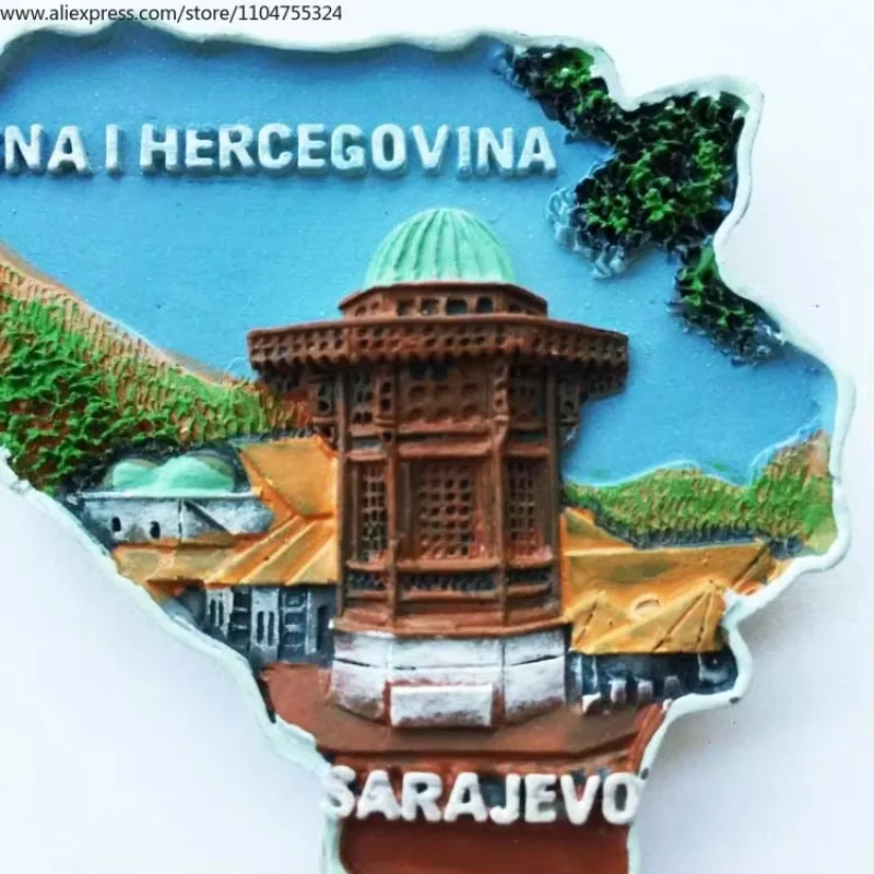 Sarajevo، عاصمة البوسنة والهرسك، مسجد Gzhuser Reberg، هدايا تذكارية للسياحة المناظر الطبيعية، ملصقات الثلاجة