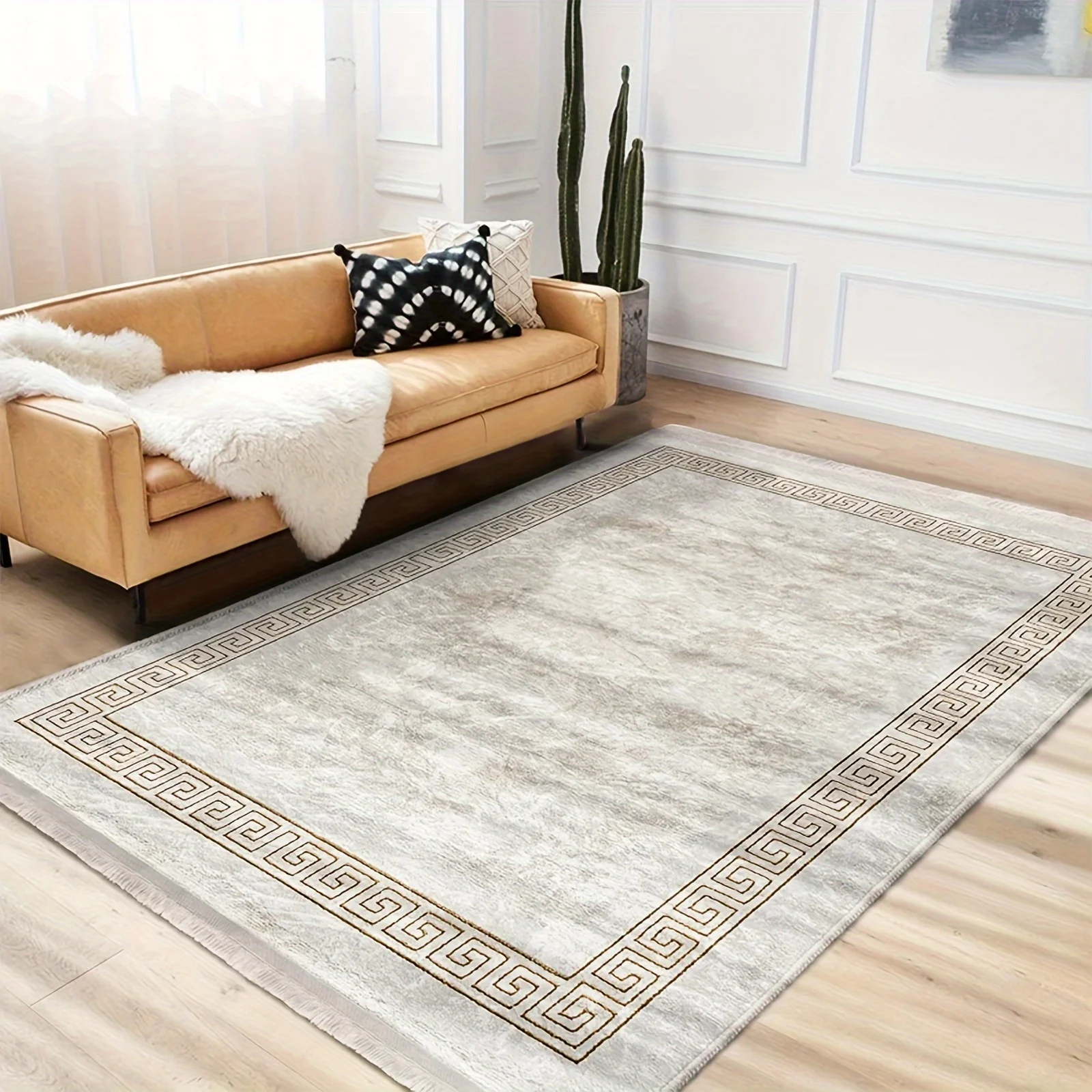 VIKAMA Light Luxury Back Pattern Living Room Carpet Skin Friendly Non Slip Bedroom Living Room Carpet Ins Style Home Decoration