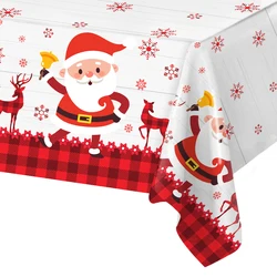 Merry Christmas Santa Claus Elk Rectangle Tablecloth Dining Room TableDecor Waterproof Holiday Party Decor Tablecloth for Home