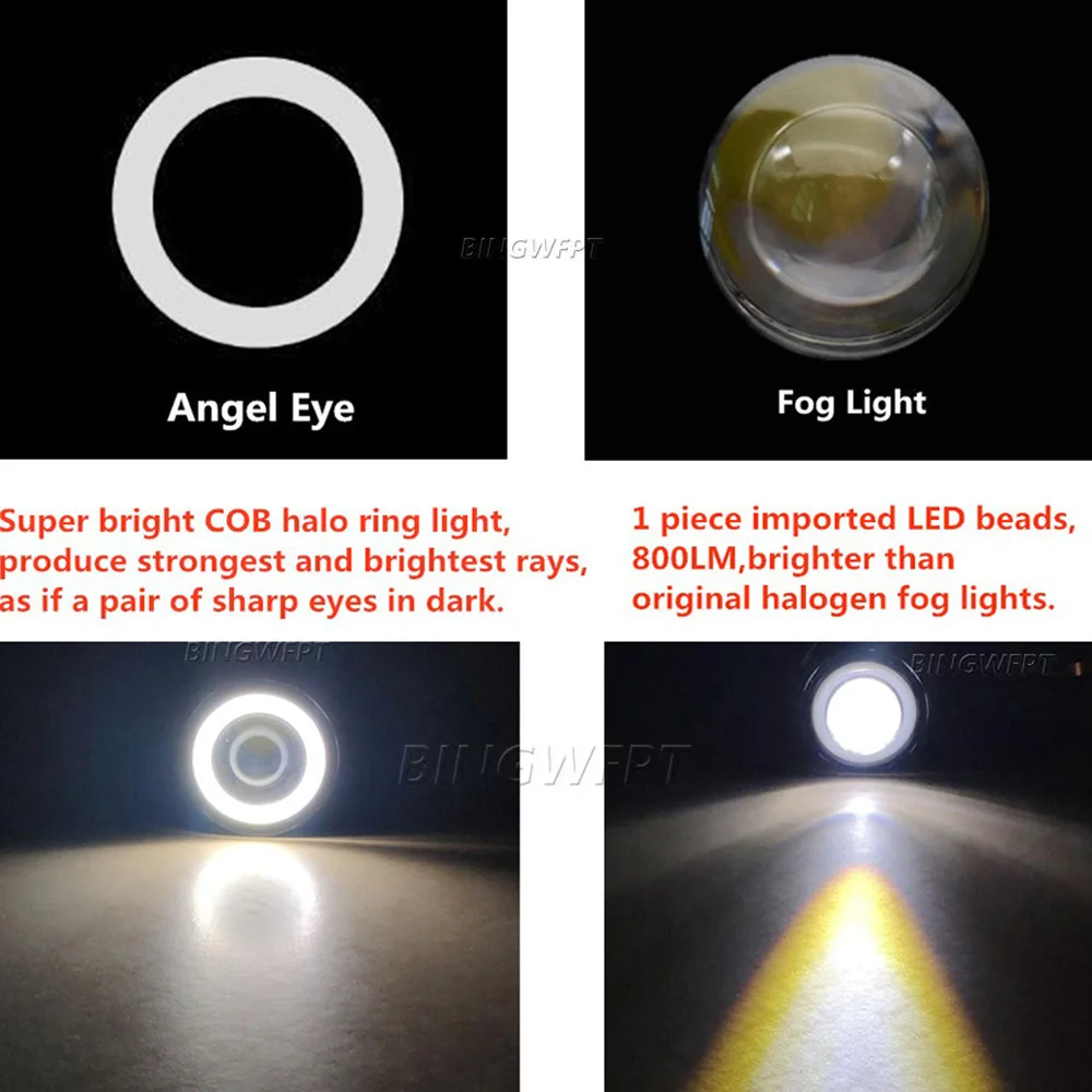 تصفيف السيارة الجبهة الملاك العين أضواء الضباب مصباح لنيسان تيدا 2007 2008 2009 2010 2011 2012 LED عدسة الضباب مصباح قيادة DRL 12 فولت H11