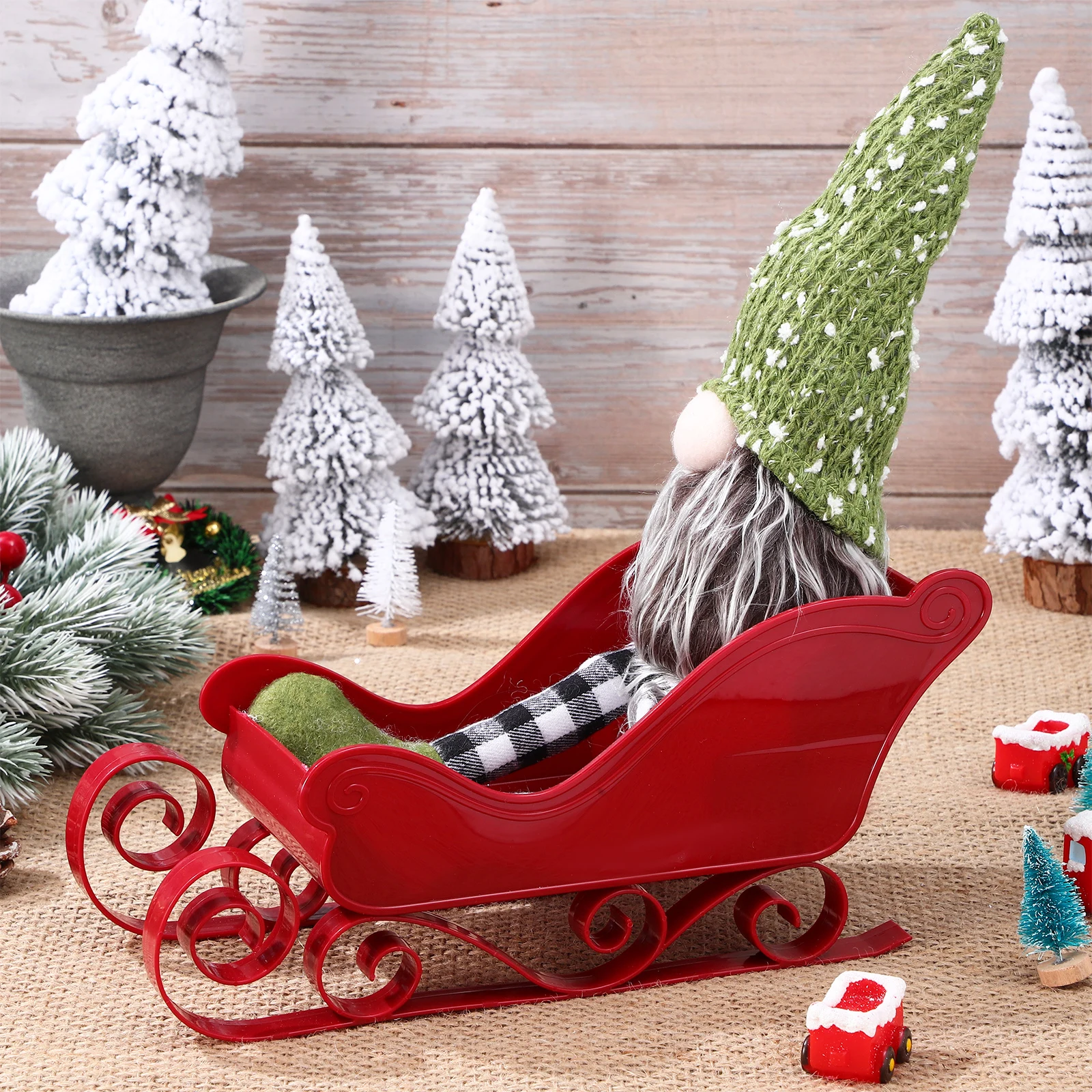 

2 pcs Sled Decoration Snow Sleigh For Table Centerpiece Xmas Party Decor Christmas Ornaments Desktop Gift Sleigh Christmas Decor