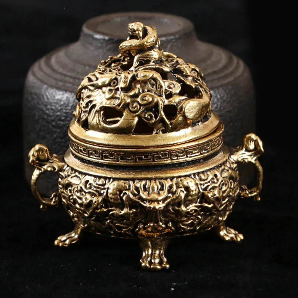 

Incense Burner Ornaments Vintage Home Decor Small Holder Miniature Brass