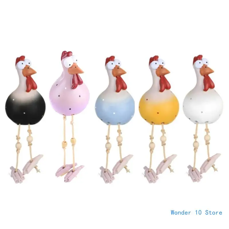 

Funny Chicken Statue Resin Ornament Long Leg Rooster Garden Stakes Outdoor Decor